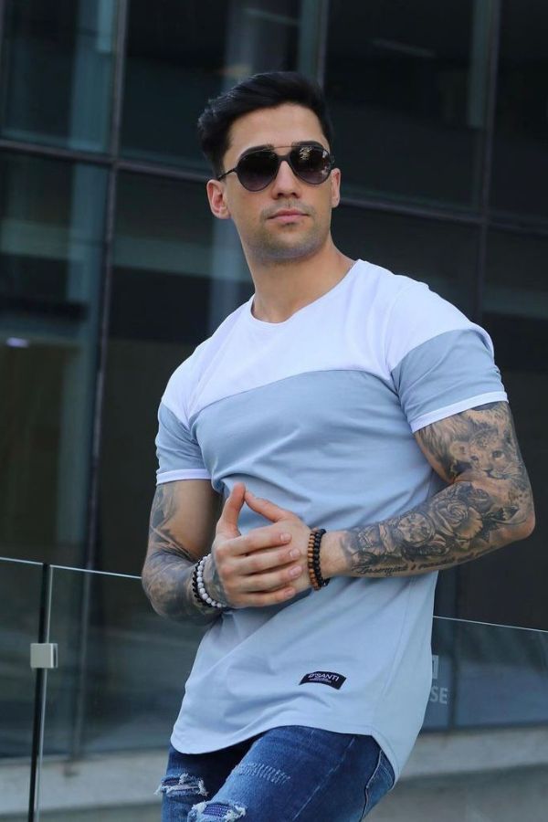 Polera Long fit Bicolor BLGR Dsanti