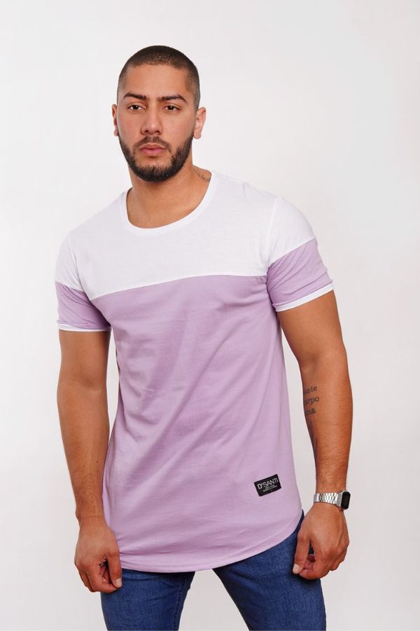 Polera Long Fit Bicolor Blanco/Lila  Dsanti