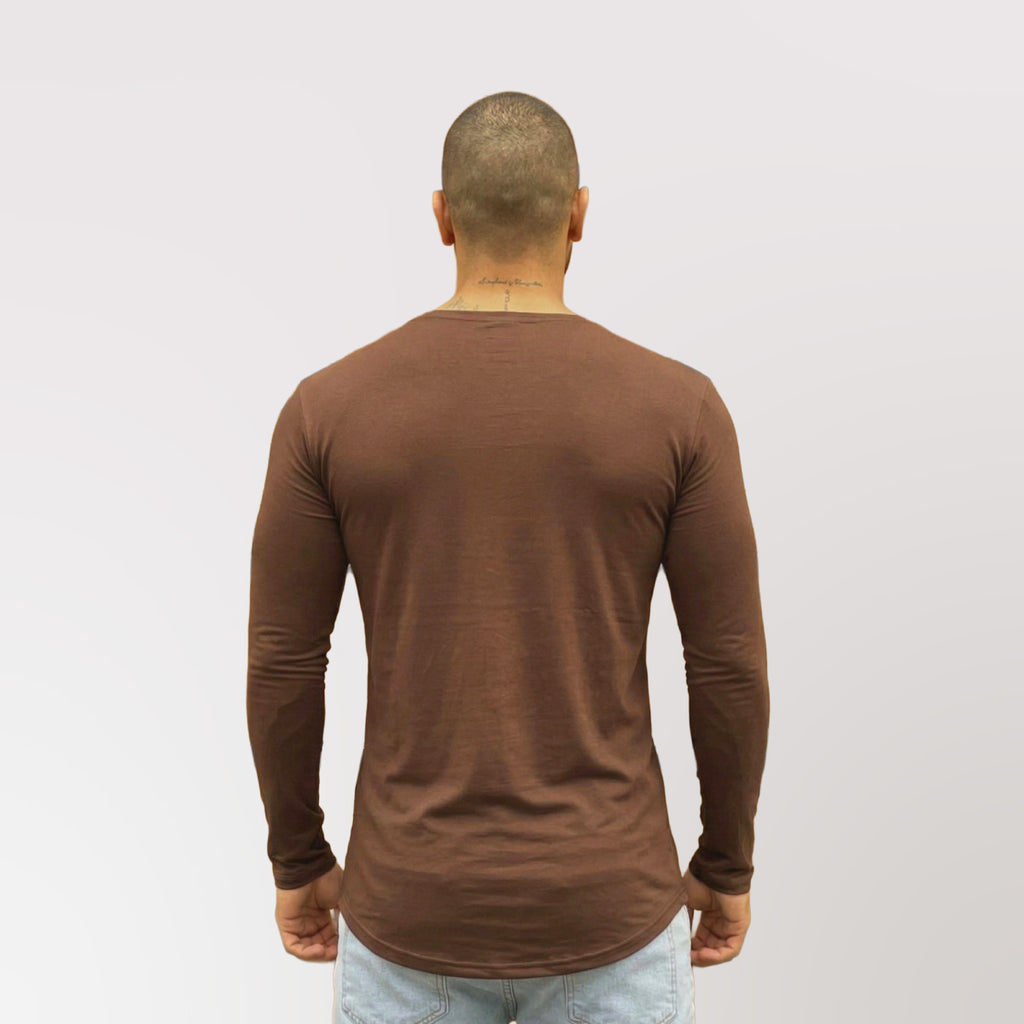 Polera Long fit Manga Larga Café Chocolate