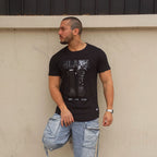 polera long fit black algodon hombre - vista frontal 2