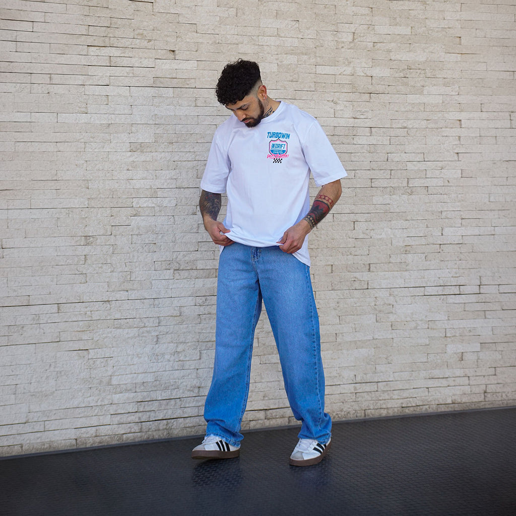 polera oversize turbowin blanca algodón hombre- vista frontal