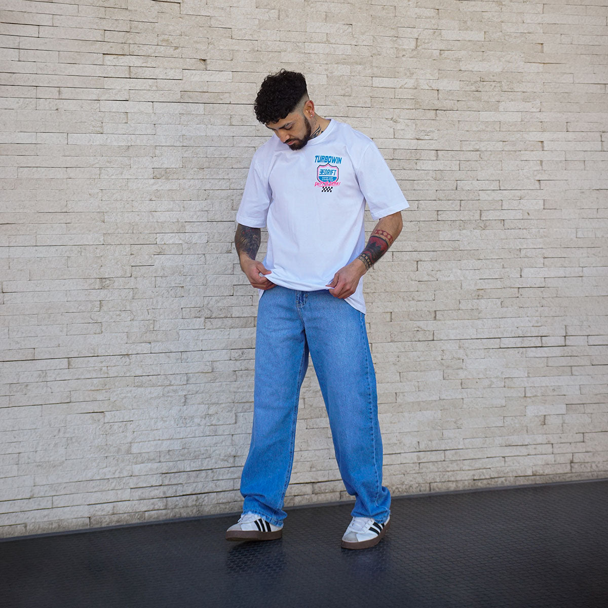 polera oversize turbowin blanca algodón hombre- vista frontal