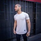 polera long fit blanca hueso hombre algodón - vista frontal 1