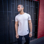 polera long fit blanca hueso hombre algodón - vista frontal 3