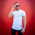 polera long fit blanca hombre algodon - vista frontal