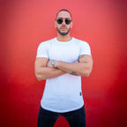 polera long fit blanca hombre algodon - vista frontal 2