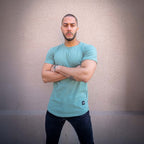 polera long fit verde jade hombre algodon - vista frontal 2