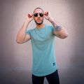 polera long fit verde jade hombre algodon - vista frontal 4