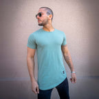 polera long fit verde jade hombre algodon - vista frontal 5