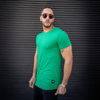polera long fit verde hombre algodón - vista frontal