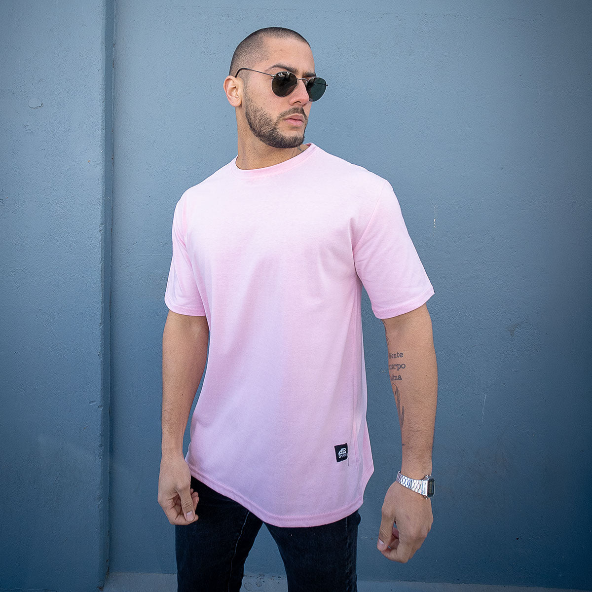 polera oversize rosada algodon hombre - vista frontal