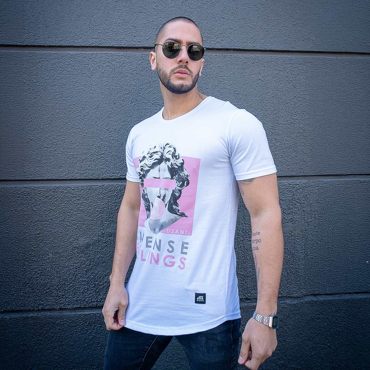 polera long fit intense feelings algodon hombre - vista frontal 3