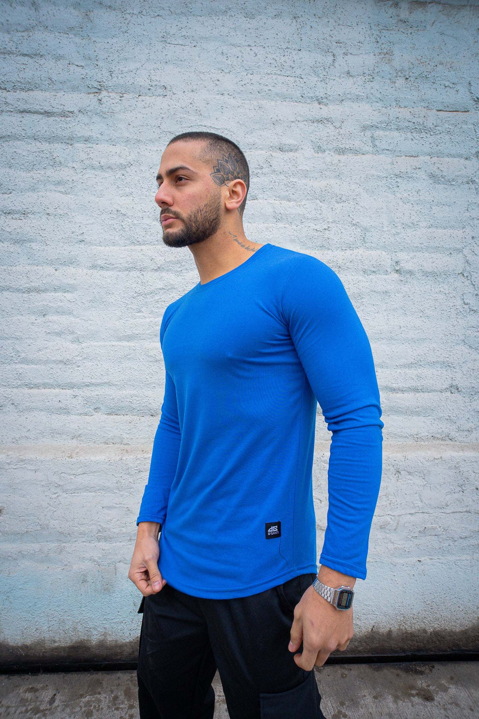 Polera Long fit ML Azul rey