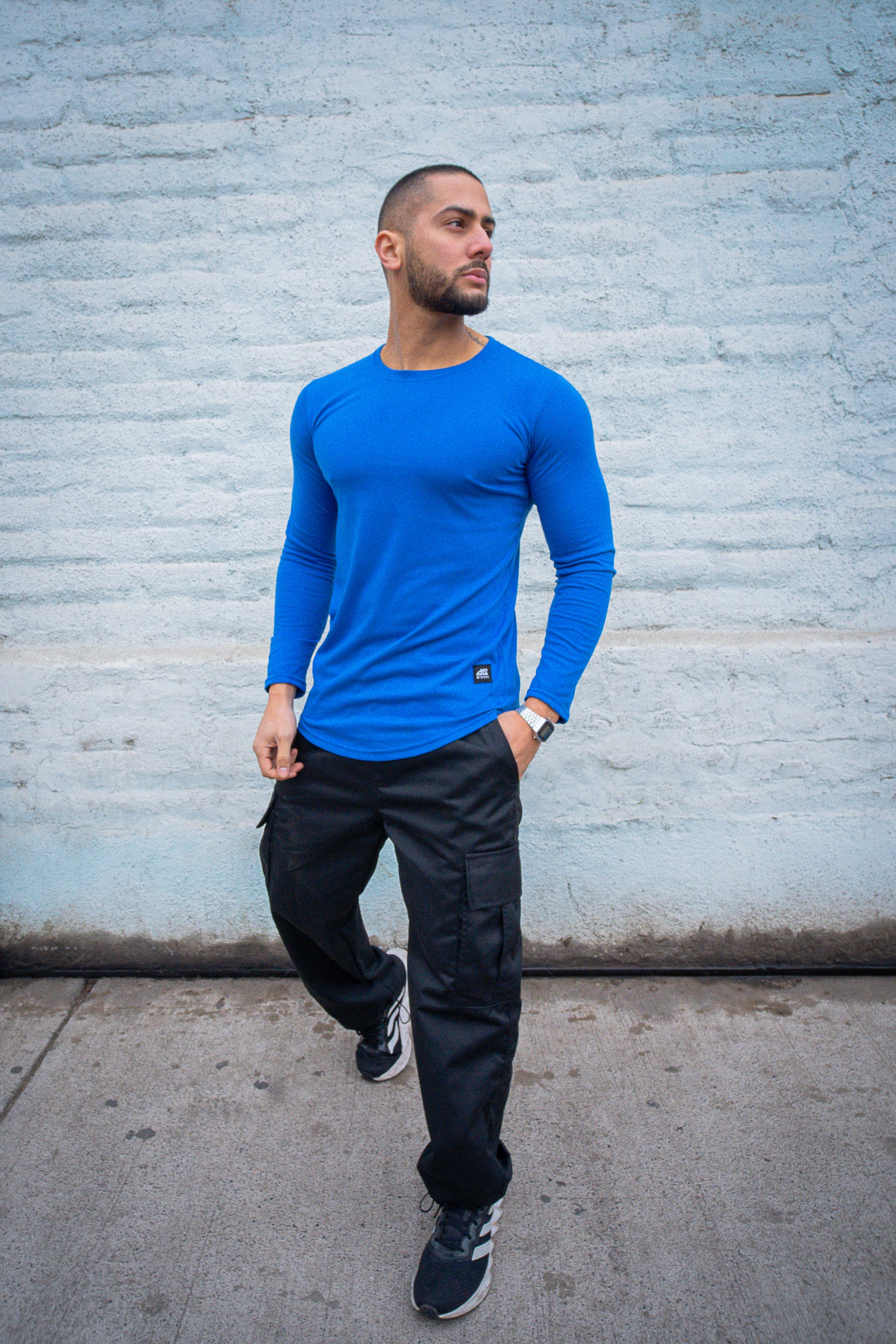 Polera Long fit ML Azul rey