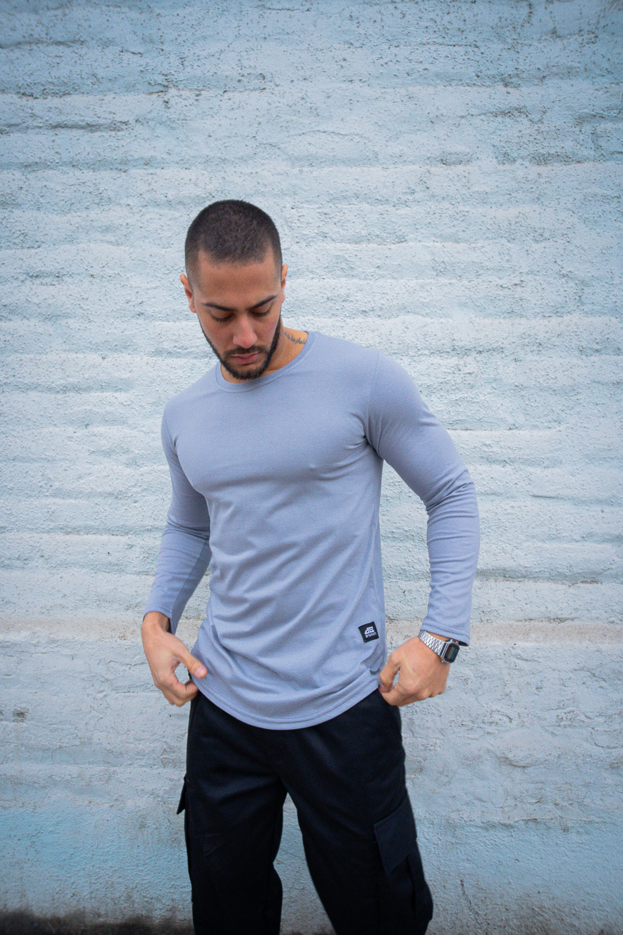 Polera Long fit ML Gris Plata Dsanti
