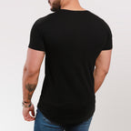 polera long fit negra hombre dsanti algodon - vista espalda sin fondo