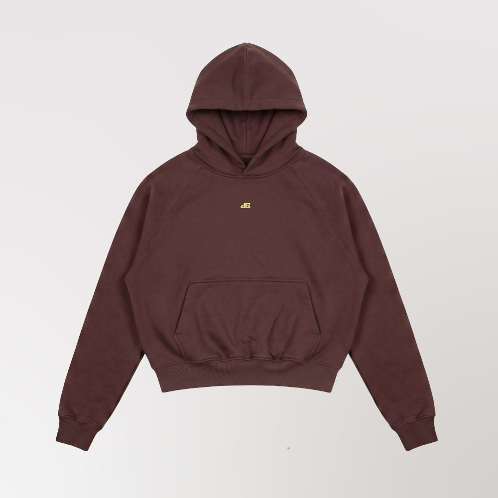 poleron boxy fit cafe chocolate - vista frontal ghost manequin