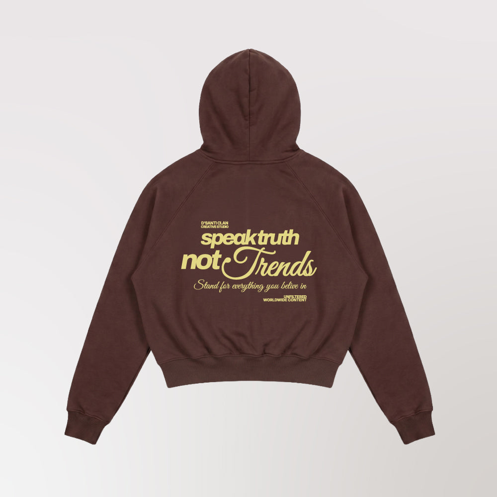 poleron boxy fit cafe chocolate - vista trasera ghost manequin