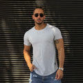 polera long fit gris melange algodón hombre - vista frontal