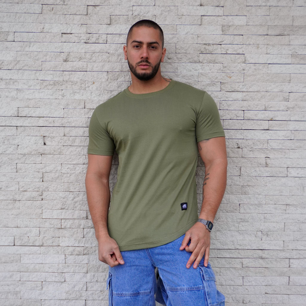 POLERA LONG FIT VERDE STONE HOMBRE ALGODÓN - VISTA PRINCIPAL
