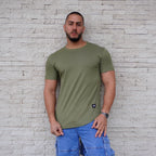 POLERA LONG FIT VERDE STONE HOMBRE ALGODÓN - VISTA FRONTAL 1