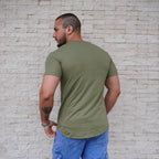 POLERA LONG FIT VERDE STONE HOMBRE ALGODÓN - VISTA ESPALDA