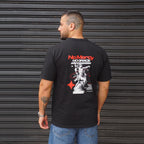 POLERA OVERSIZE NO MERCY NEGRA DSANTI 100 ALGODÓN 400 GRAMOS - VISTA ESPALDA