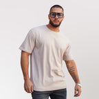 polera oversize hombre beige algodon - vista frontal