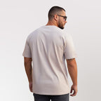 polera oversize hombre beige algodon - vista espalda
