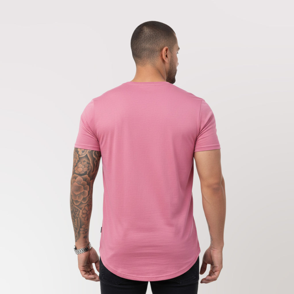 polera long fit palo rosa algodón hombre - vista frontal