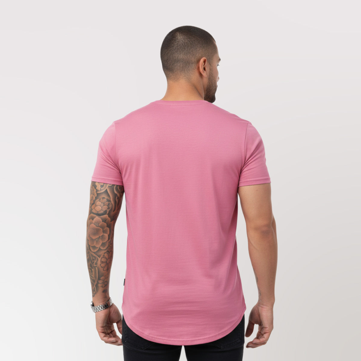 polera long fit palo rosa algodón hombre - vista frontal