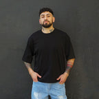 polera boxy fit negra algodon hombre - vista frontal principal
