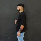 polera boxy fit negra algodon hombre - vista lateral 2