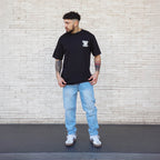 polera oversize negra forge flames hombre algodon - vista frontal 1