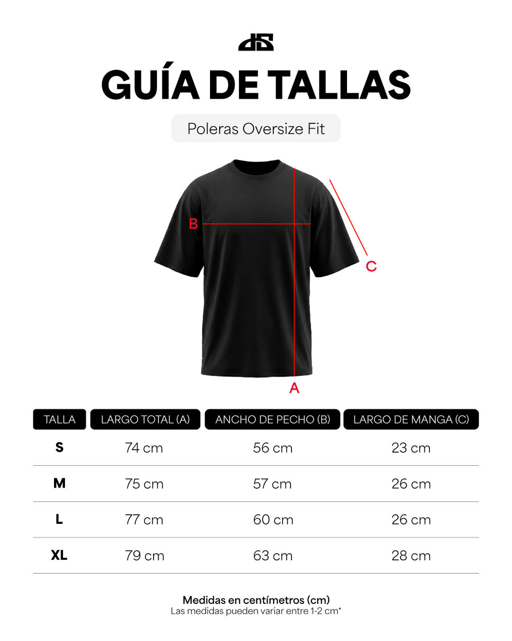 guía de tallas poleras oversize - oversize gris plata