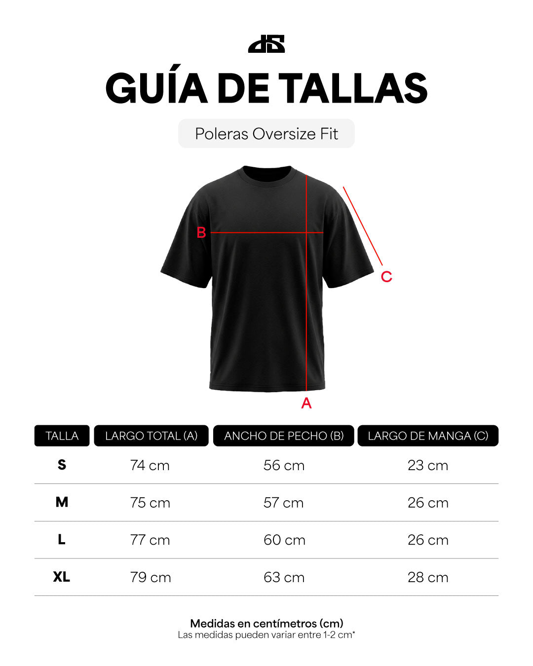 guía de tallas poleras oversize - oversize gris plata