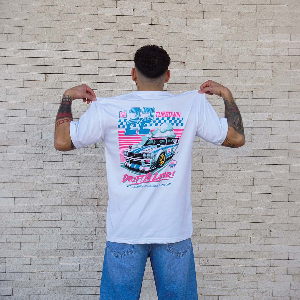polera oversize turbowin blanca algodón hombre- vista espalda pose win