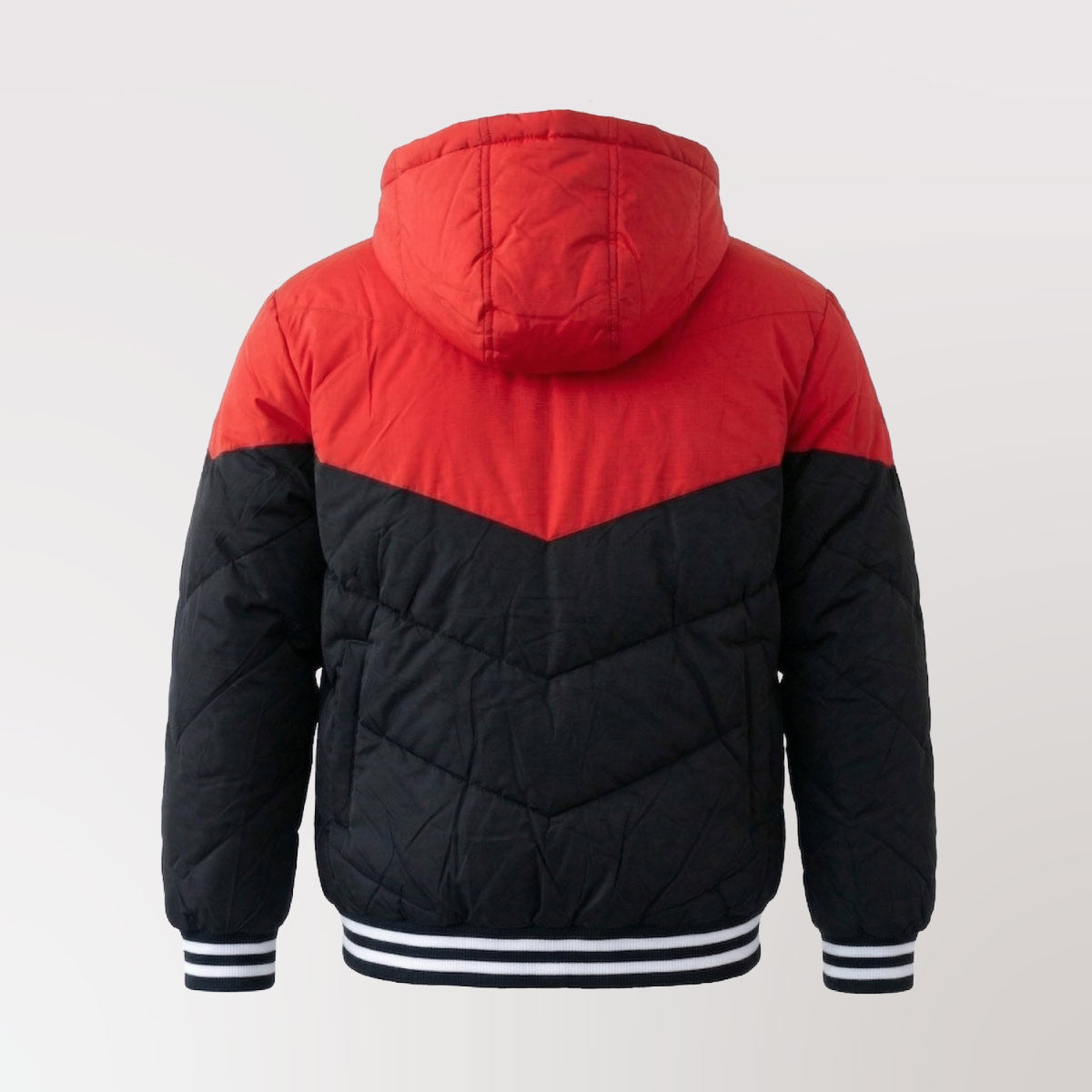 Puffer Jacket Negra Roja