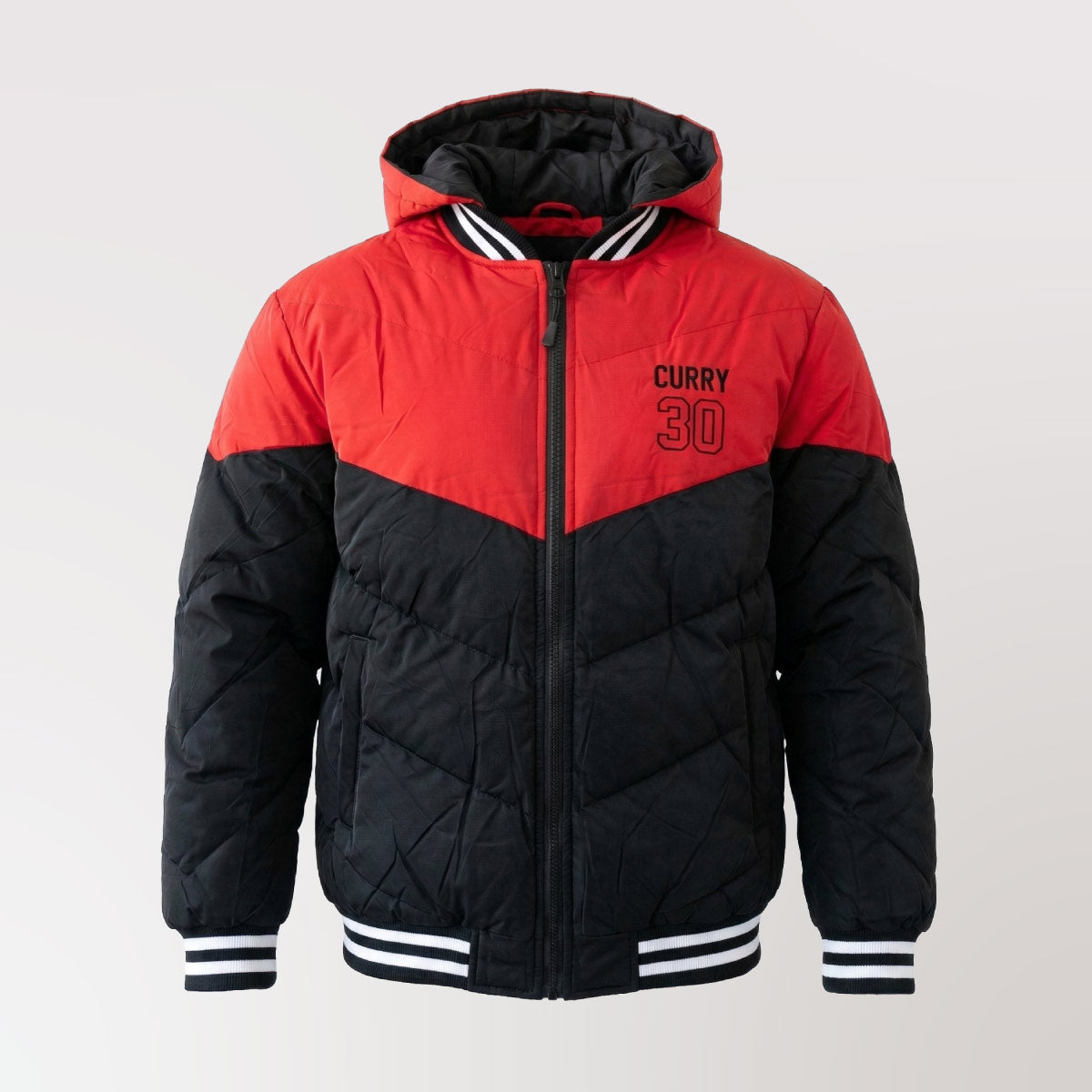 Puffer Jacket Negra Roja