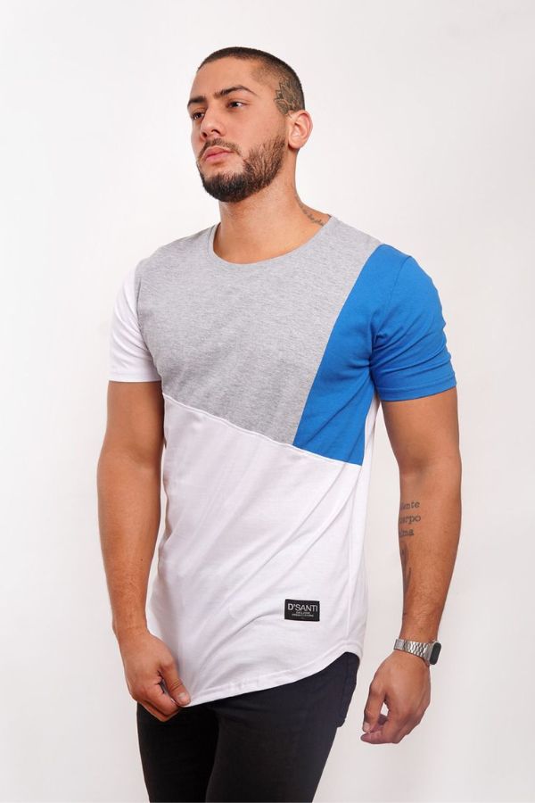 Polera Long Fit tricolor gris az Dsanti