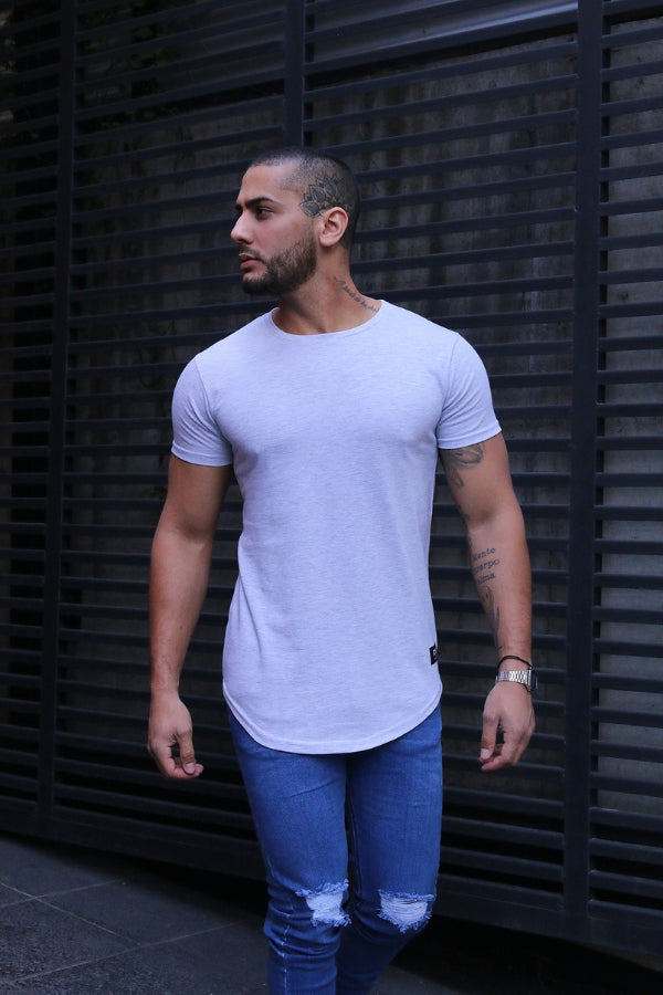 Polera Long Fit Clasic 096 Gris Melange Dsanti