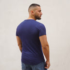 POLERA LONG FIT AZUL FRANCIA -  VISTA ESPALDA