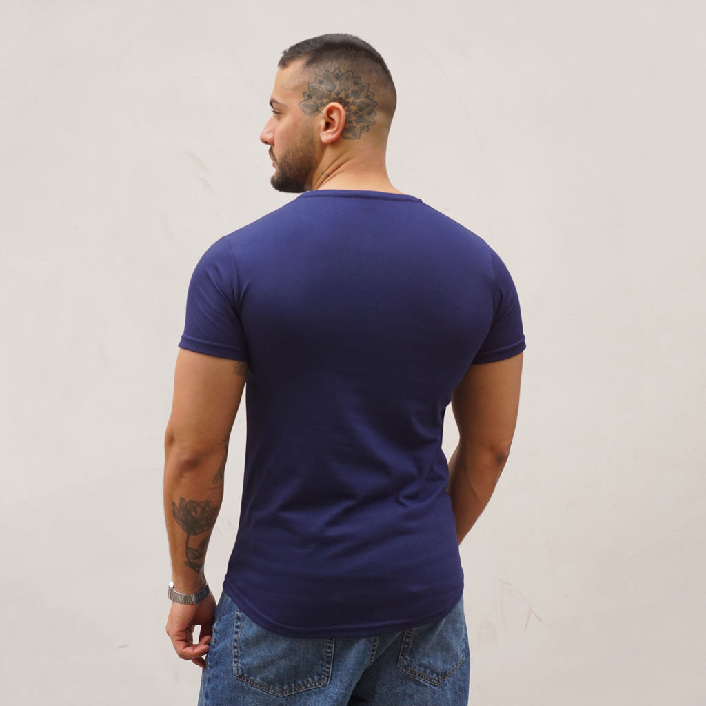 POLERA LONG FIT AZUL FRANCIA -  VISTA ESPALDA 2