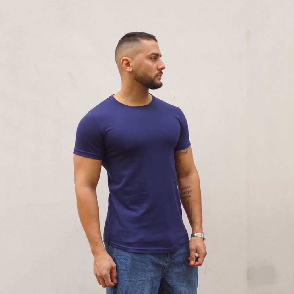 POLERA LONG FIT AZUL FRANCIA -  VISTA FRONTAL 4