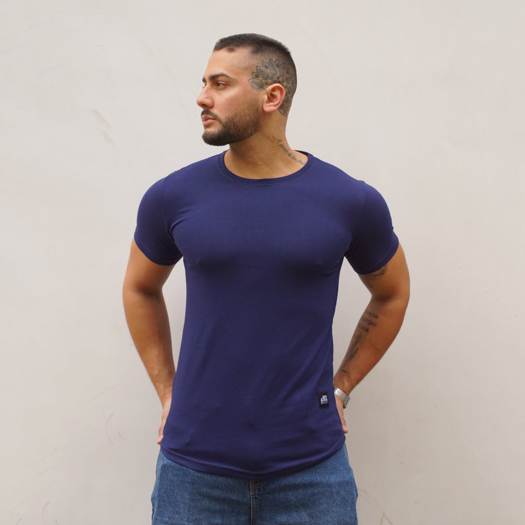 POLERA LONG FIT AZUL FRANCIA -  VISTA FRONTAL 4