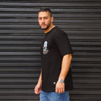 POLERA OVERSIZE BLESSED NEGRA HOMBRE ALGODÓN - VISTA LATERAL 1