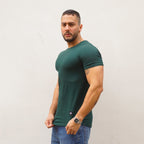 POLERA LONG FIT VERDE BOTELLA HOMBRE ALGODÓN - VISTA PRINCIPAL