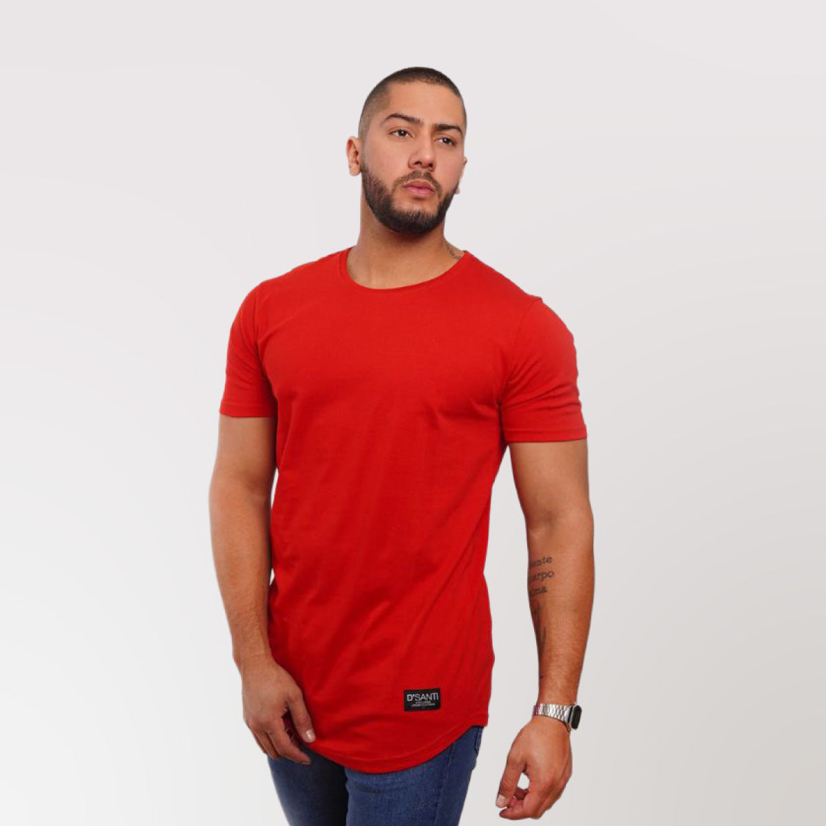polera long fit roja - vista frontal 2