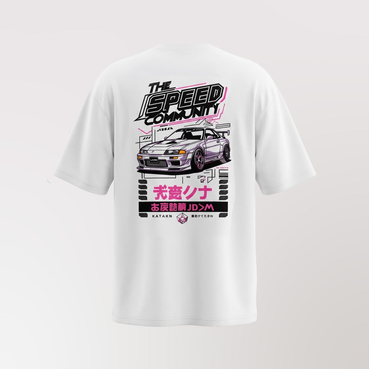 polera oversize speed blanca - vista espalda ghost manequin