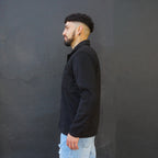 sobrecamisa negra de gamuza con botones - vista lateral 1